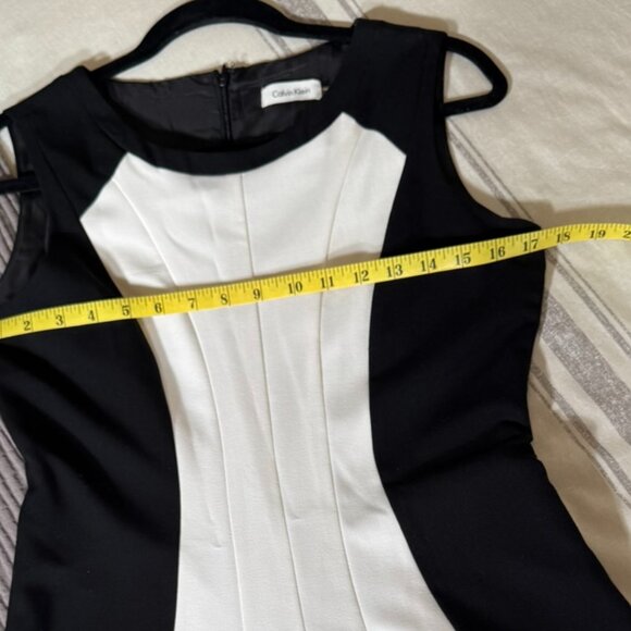 Calvin Klein Sleeveless Colorblock Dress – Black, Charcoal & Grey, Size 8P - Picture 5 of 9